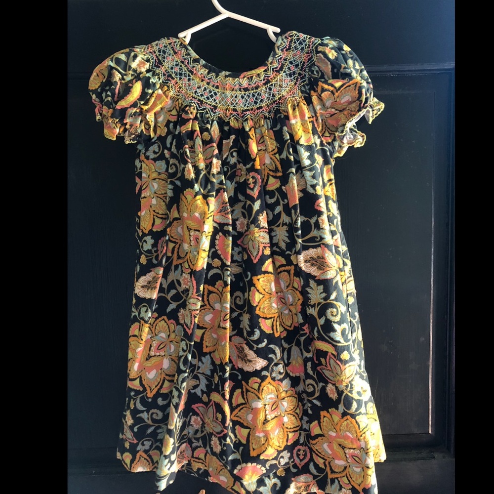 Smocked toddlers fall girl dress